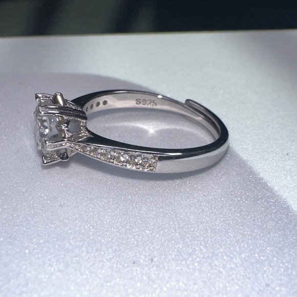 Radiant Silver Solitaire Ring 1 CT Moissanite D Color With GRA - Picture 3 of 6